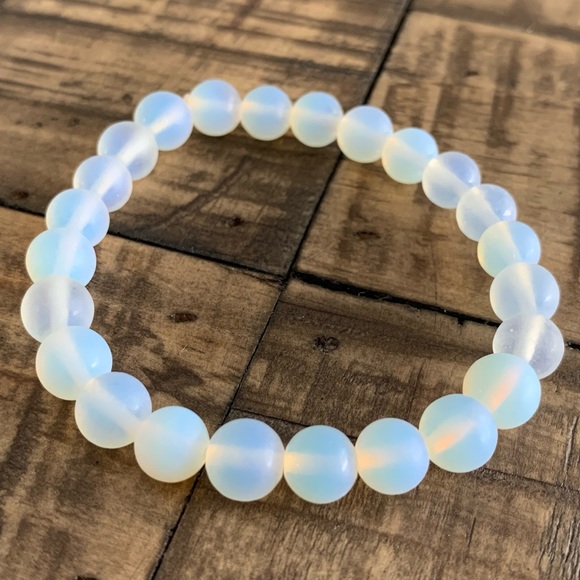 handmade Jewelry - 8mm Opal Chakra Stretch Bead Bracelet